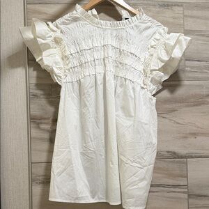 Marc New York Ivory Smocked Blouse